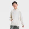 Item #58 — Boys' French Terry Hooded Pullover Sweatshirt - Cat & Jack™ Beige L: Cotton, Midweight, Kangaroo Pocket, Ribbed Cuff, Machine Washable